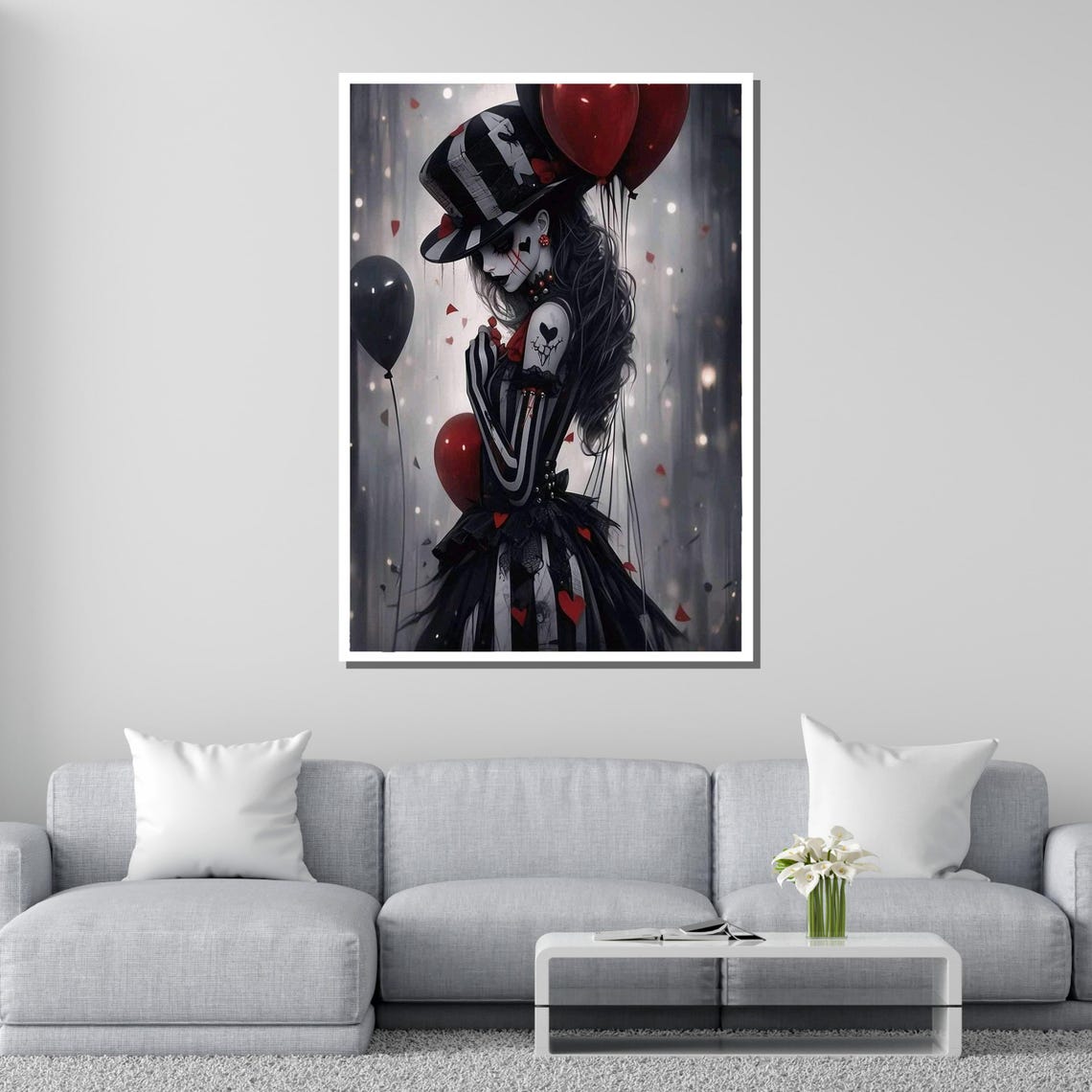 Gothic Clown Dark Circus Art Heartbroken Clown Wall Print Surreal Gothic Decor Ready To Hang Decoration - Image 2