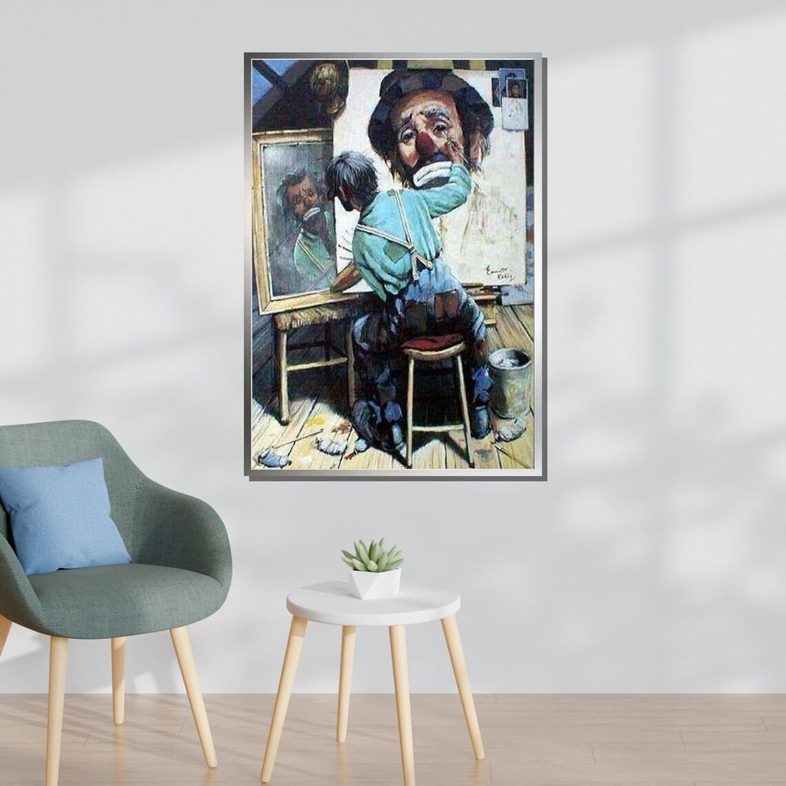 Nostalgic Clown Self-Reflection Wall Art Print - Image 3