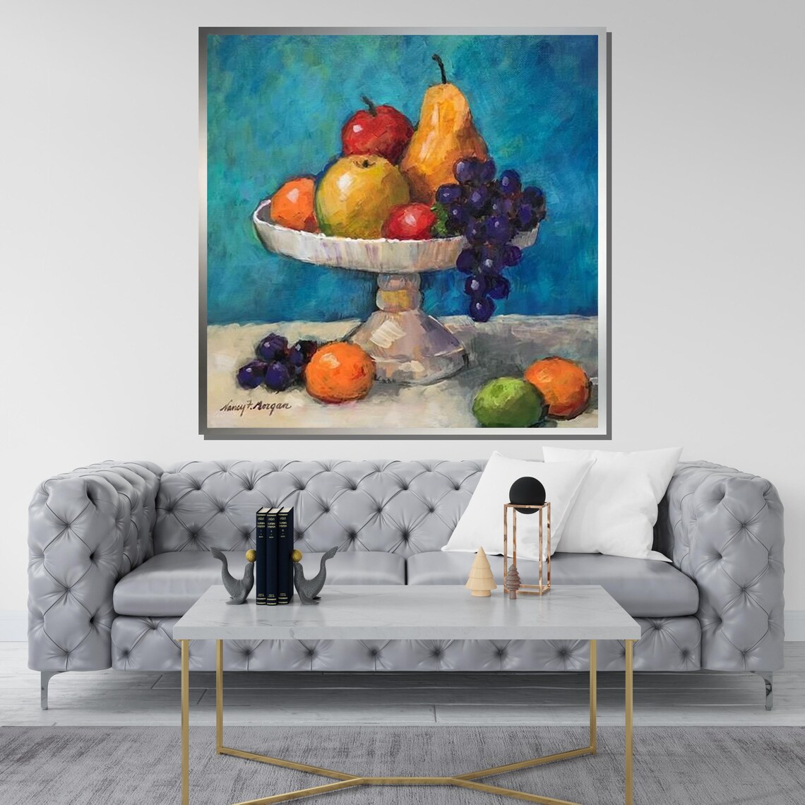 Classic Fruit Bowl Still Life, Traditional Art Print - Image 3