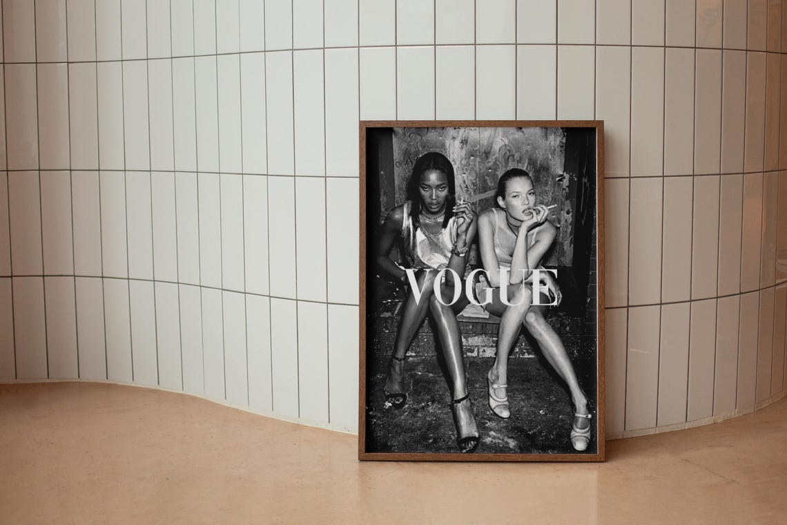 Kate Moss Print Vogue Poster Naomi Campbell Print Black And White Wall Art Fashion Print Woman Poster Luxury Wall Art Feminist Print Trendy - Image 2