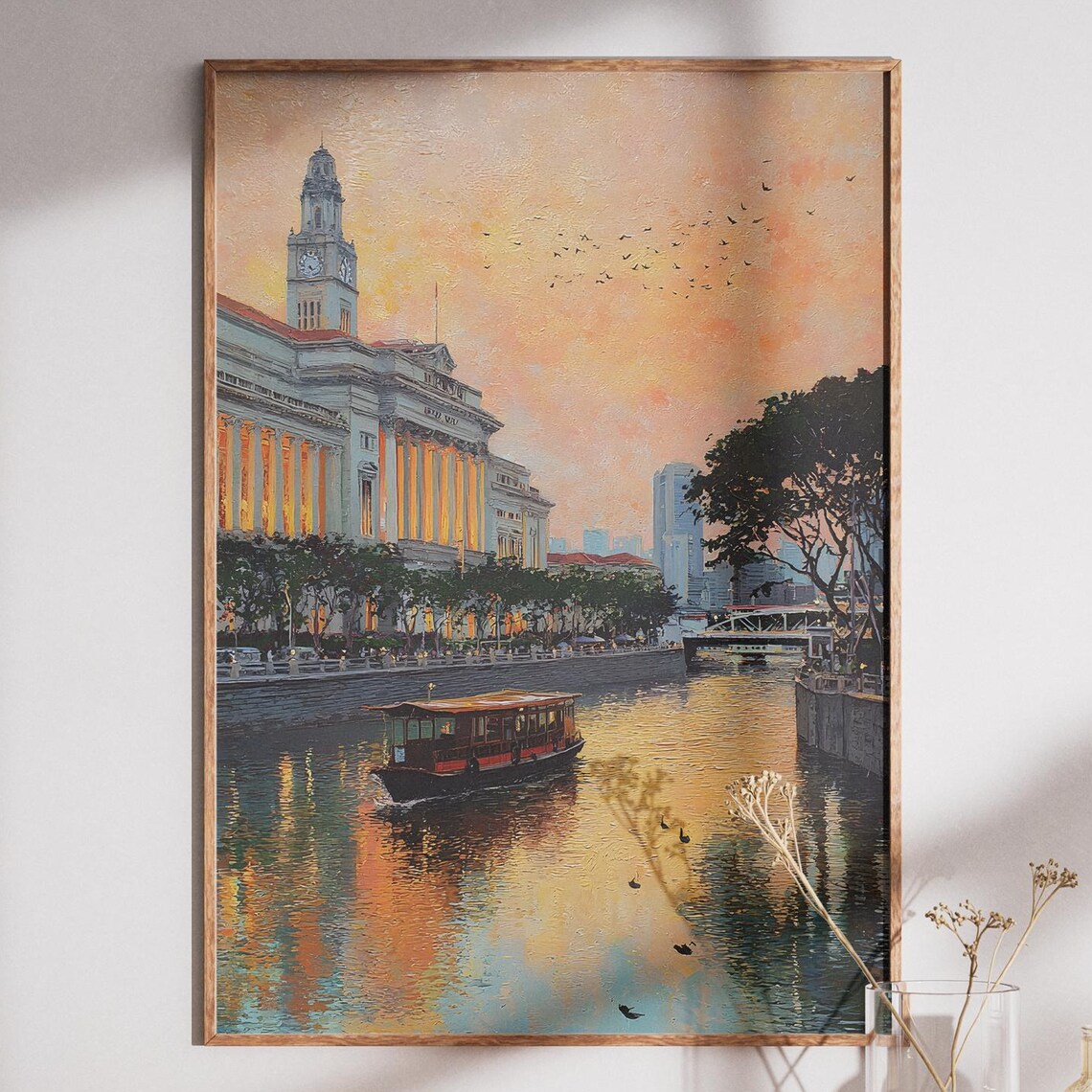 Singapore Civic District Art Print, Southeast Asia Travel Poster