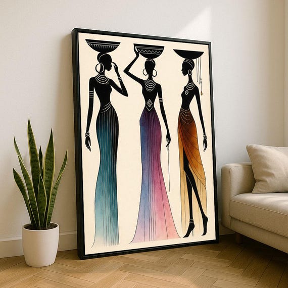 Bold African Women Portrait Canvas Wall Art Print Modern Living Room Decor Statement Piece