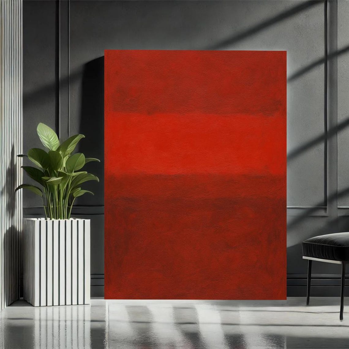 Bright Red Color Field Abstract Bands Rothko Style Modern Art Poster