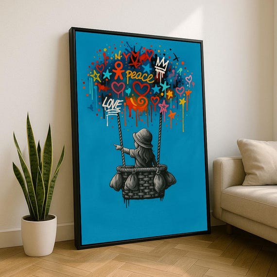 Vibrant Street Art Canvas Wall Print Bold Living Room Decor Statement Piece