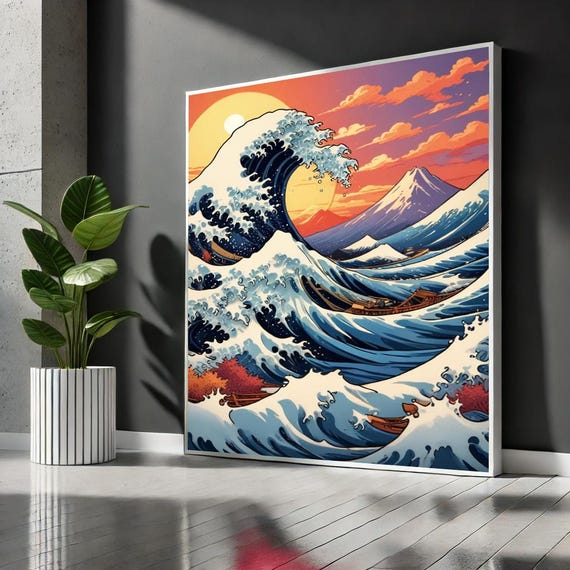 The Great Wave Off Kanagawa Canvas Print Hokusai Japanese Wall Art Modern Ocean Painting For Home Office Decor Classic Artwork