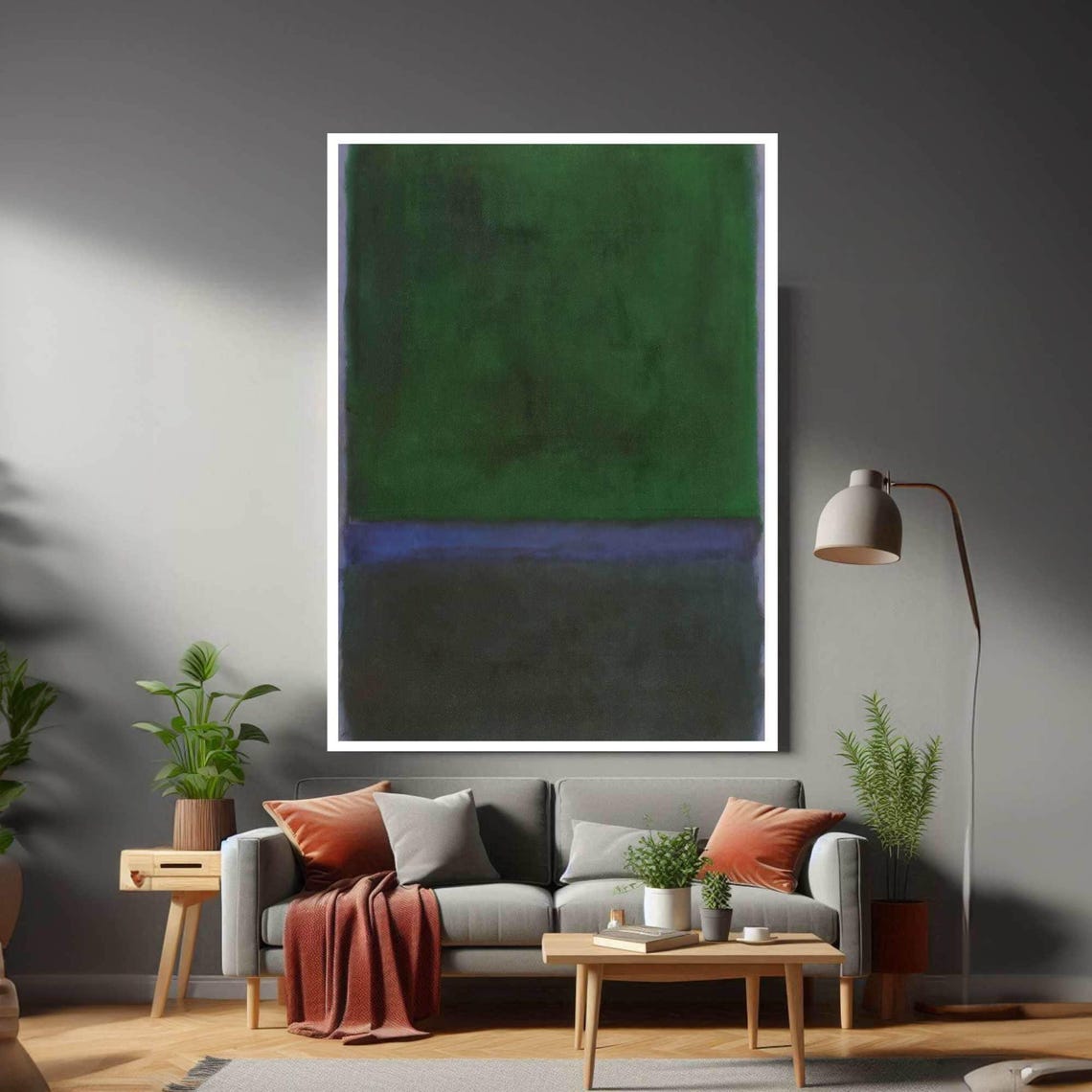 Emerald Green and Black Color Field Abstract Minimalist Poster
