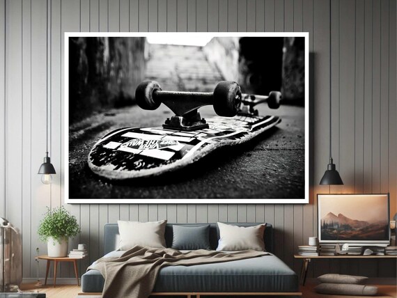 Black and White Skateboard Street Culture Photography Art Poster
