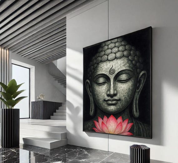 Serene Buddha Enlightenment Canvas Wall Art Print Zen Bedroom Decor Tranquil Gift