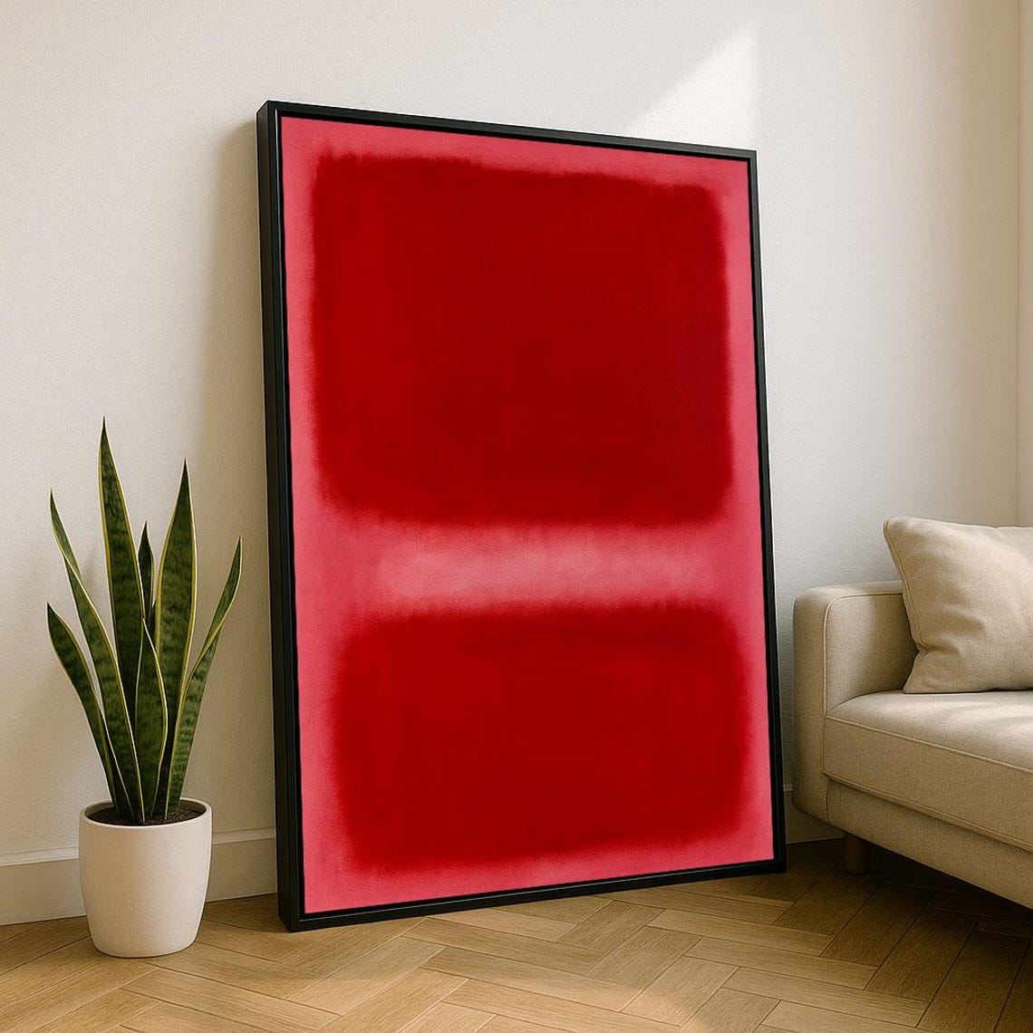 Deep Red Color Field Abstract Rothko Style Dramatic Art Poster