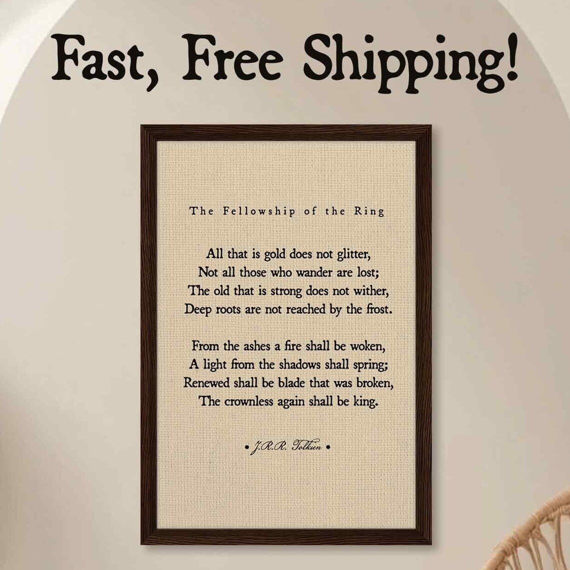 JRR Tolkien Quote Print "All That Is Gold Does Not Glitter" Natural Linen Design