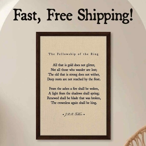 JRR Tolkien Quote Print "All That Is Gold Does Not Glitter" Natural Linen Design