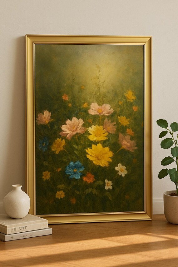 Wildflower Meadow Painterly Floral Art Poster for Home Decor