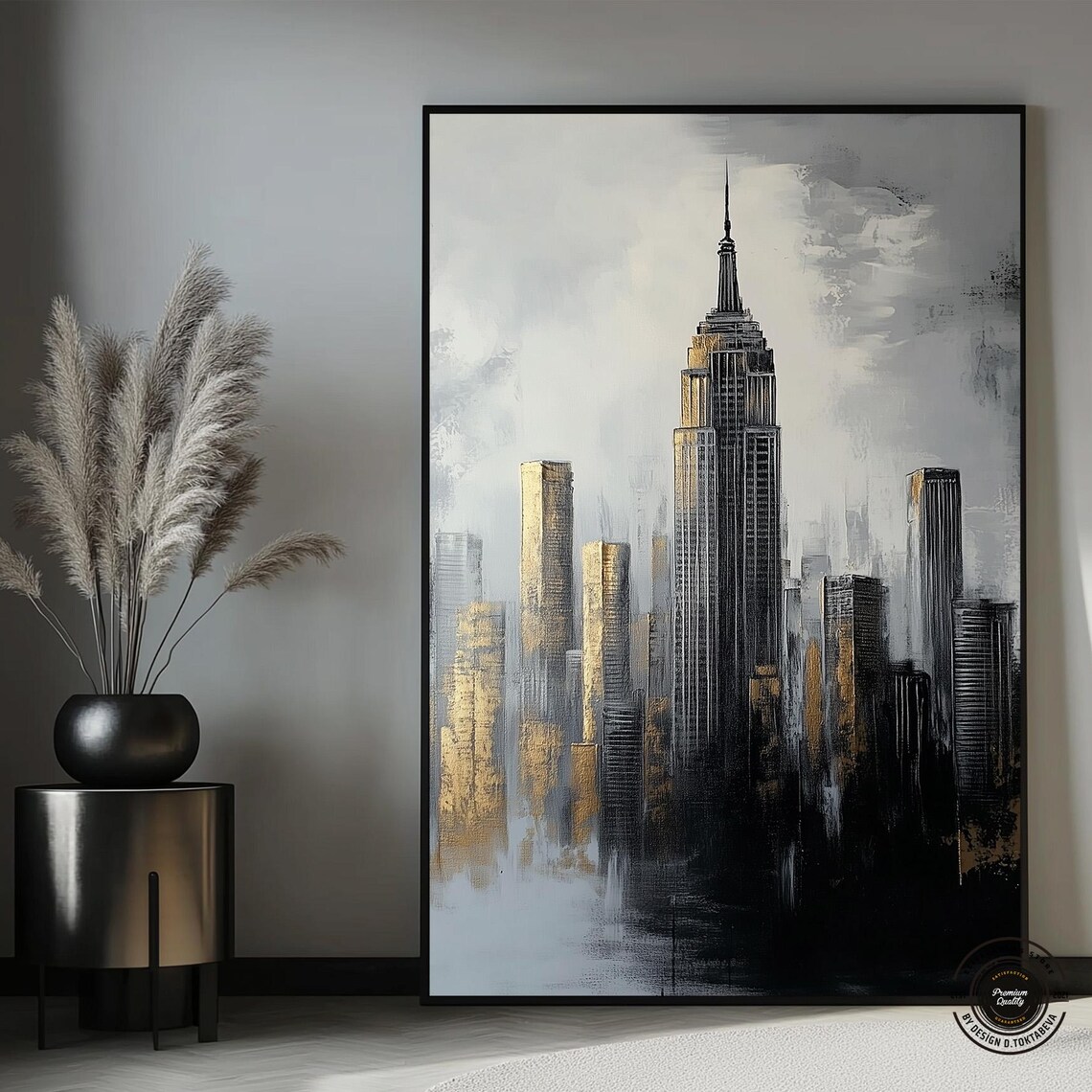 Empire State Building Black Gold New York Skyline Art Poster