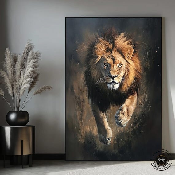 Colorful Lion Abstract Art Print, Home Decor