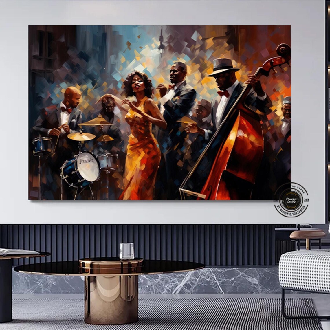 Jazz Musician Abstract Art Print, Modern Wall Decor