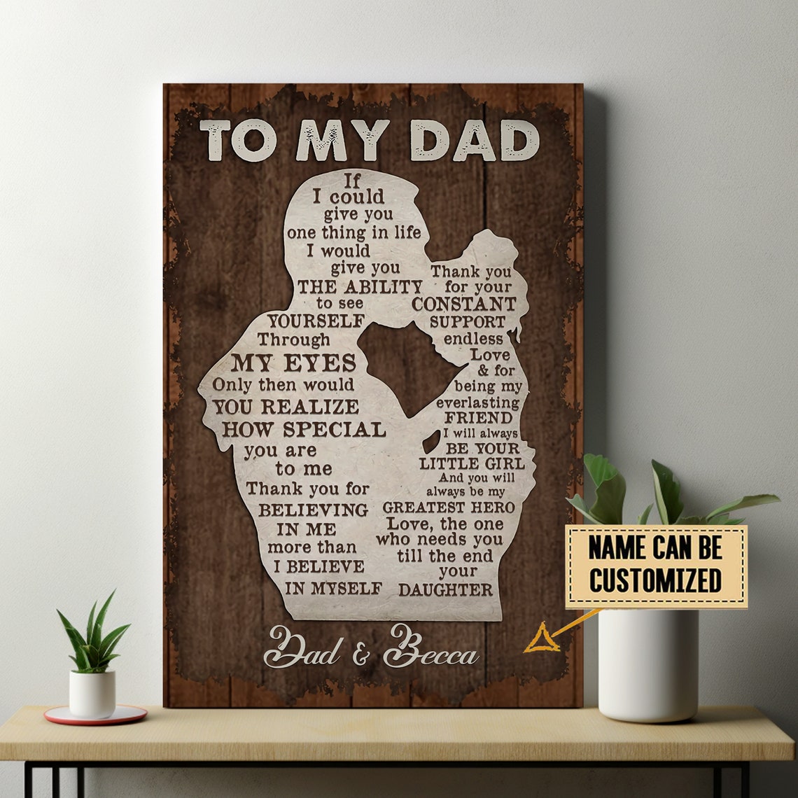 To My Dad Custom Silhouette Poster I Will Always Be Your Little Girl - Image 3