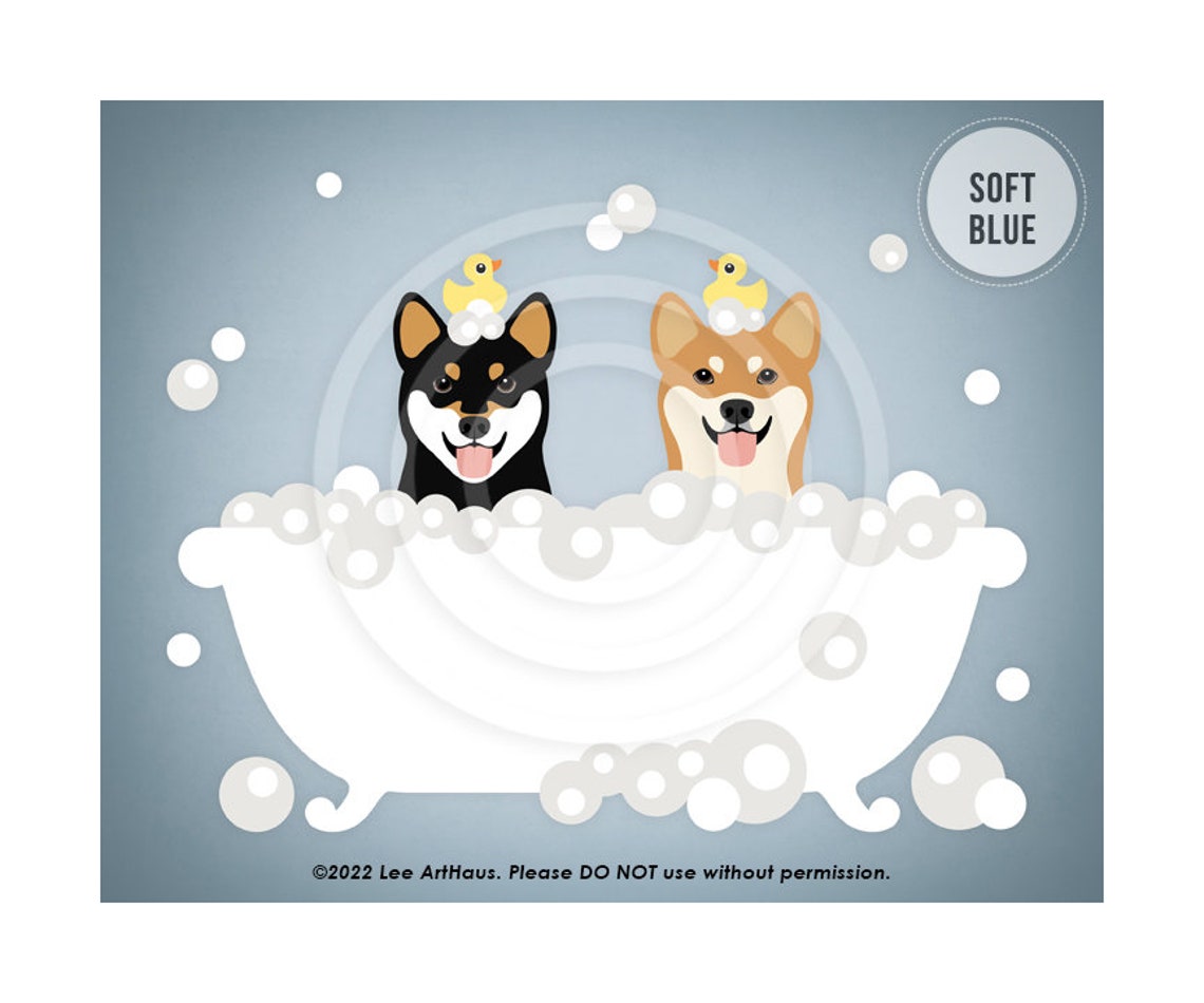 212dp Dog Prints Two Happy Shiba Inu Dogs In Bubble Bath Bathtub Wall Art Shiba Mom Gifts Cute Dog Artwork Shiba Inus Dog Decor - Image 7