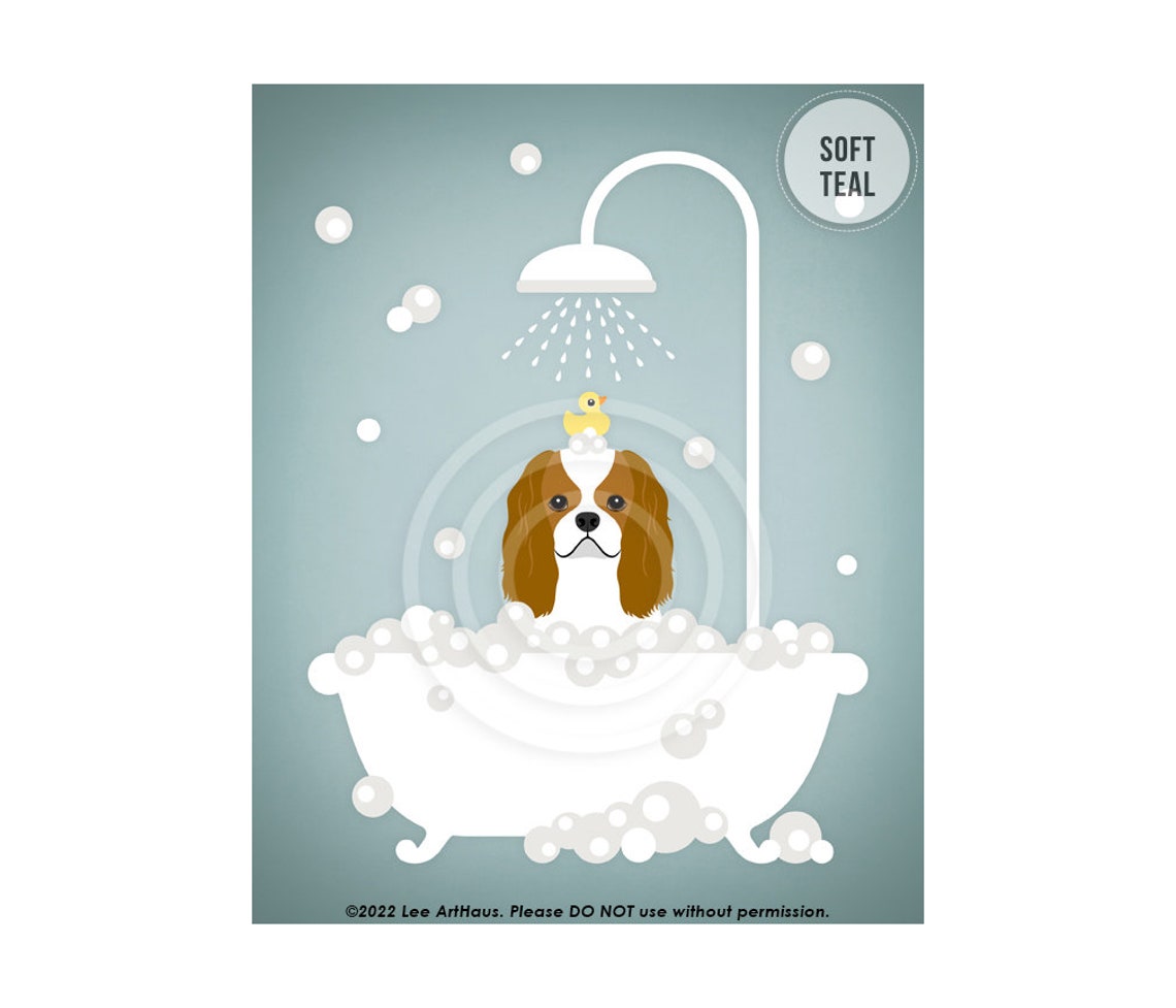 Cavalier King Charles Spaniel Bubble Bath Shower Cute Dog Breed Poster - Image 4