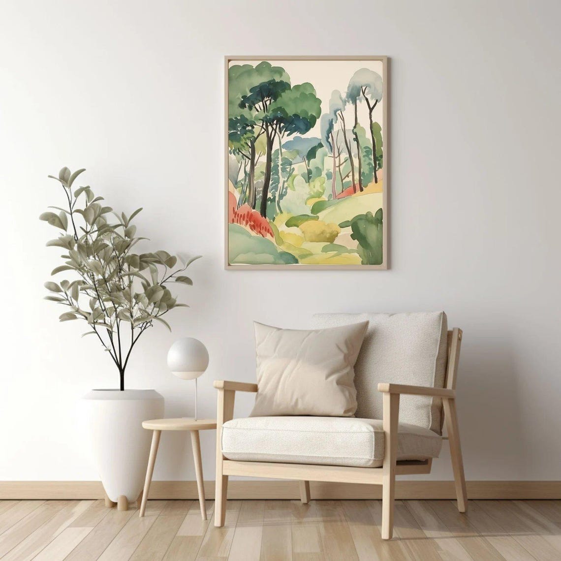 Australian Trees Watercolor Landscape Abstract Green Forest Print - Image 3