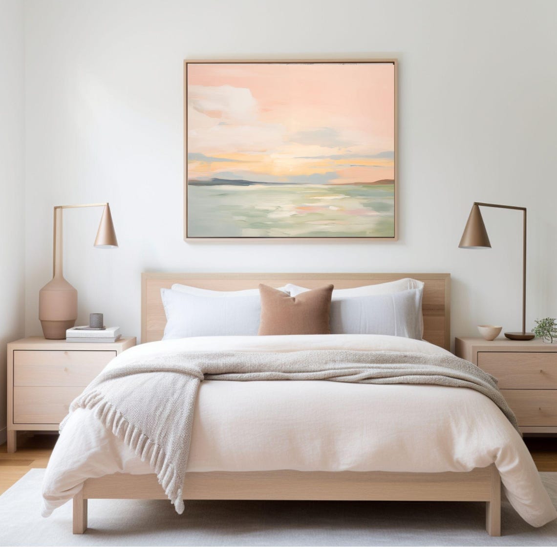 Pastel Abstract Seascape Sunset Soft Blush Sky Over Calm Sea Poster - Image 3