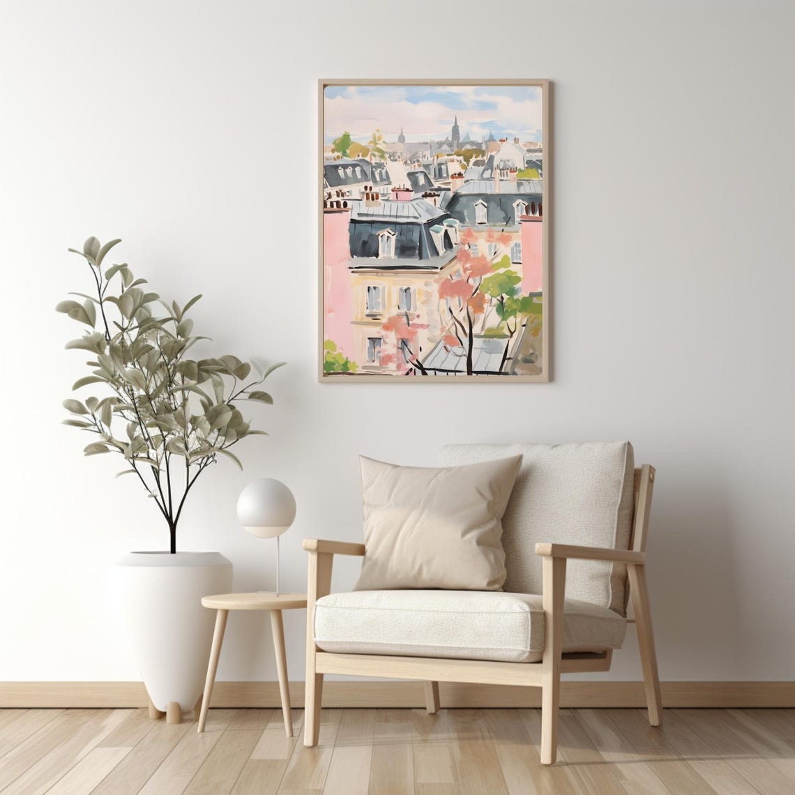 Paris Montmartre Rooftops View Haussmann Skyline Painting Poster - Image 4