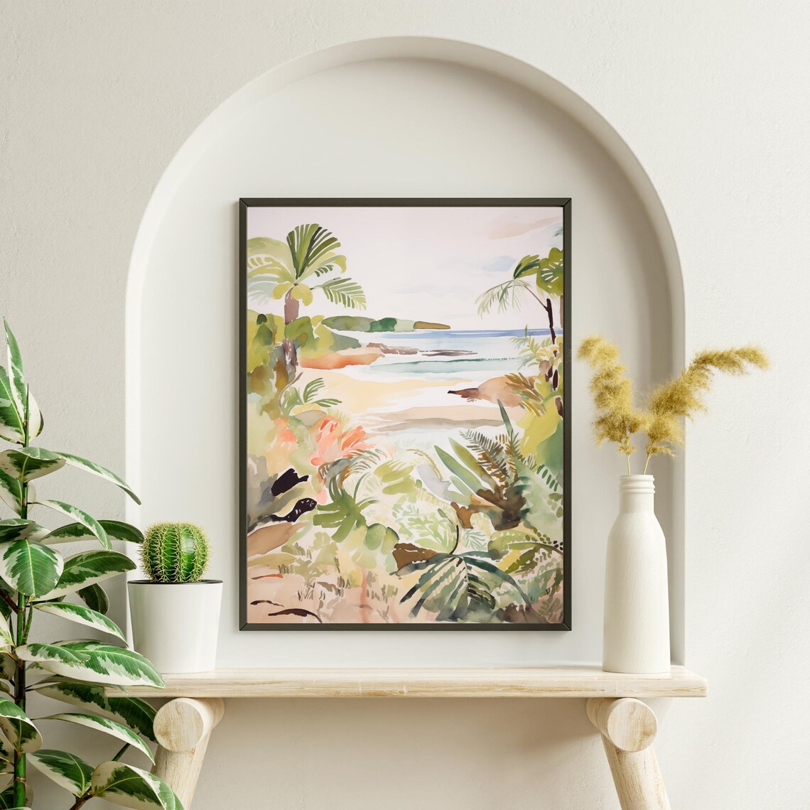 Tropical Beach Painting Art Print Watercolor House Decor Ocean Wall Giclee - Image 2