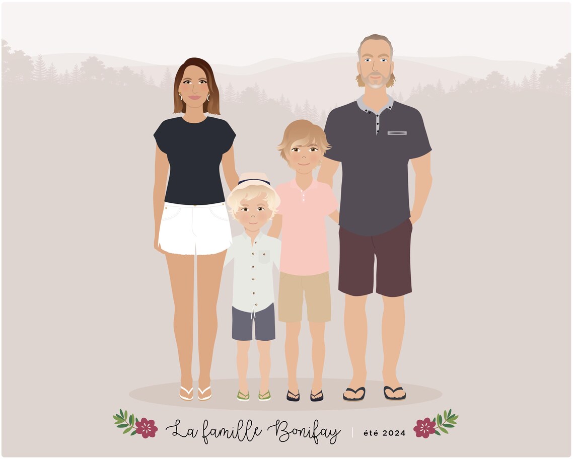 Custom Family Portrait - Personalized Art - Image 2