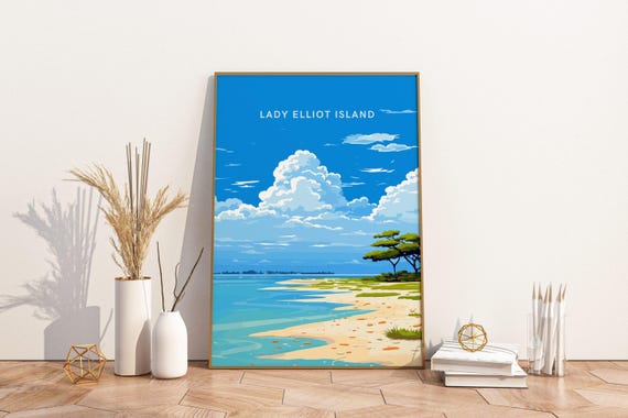 Lady Elliot Island Great Barrier Reef Australia Travel Print Poster Tr