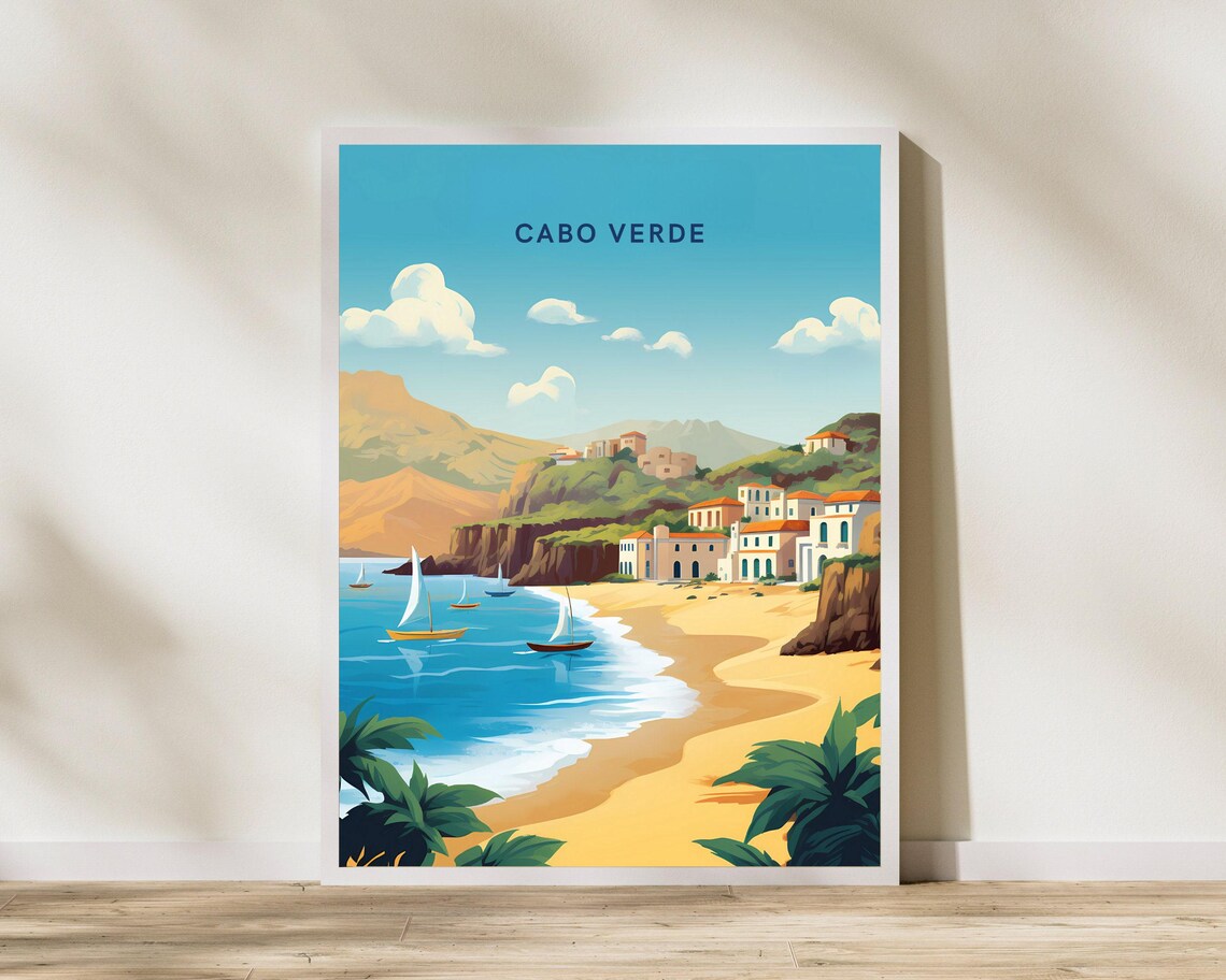Cabo Verde Travel Print Poster Wall Art Vintage Decor