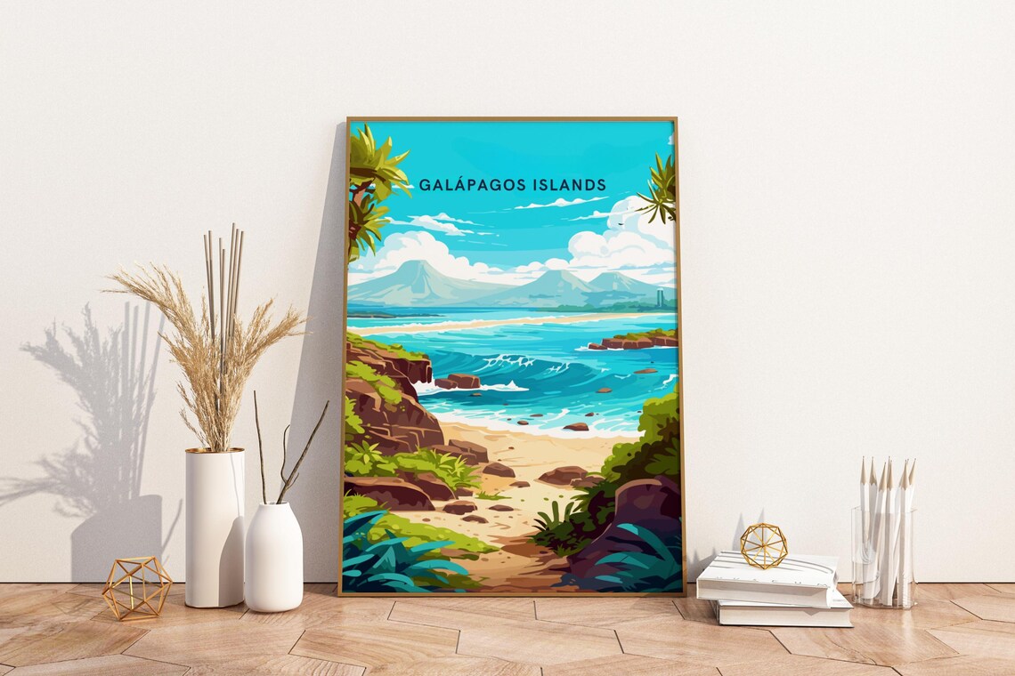 Galapagos Islands Ecuador Travel Print Poster Wall Art Vin