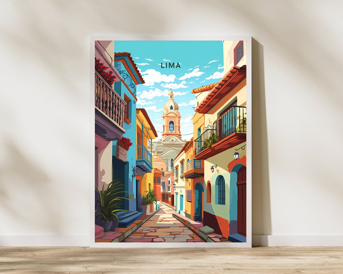 Lima Peru Travel Print Poster Wall Art Vintage Decor