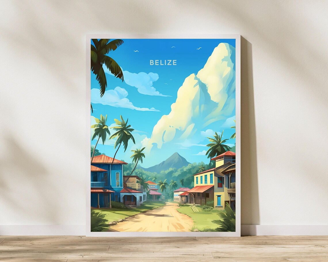 Belize Central America Travel Print Poster Wall Art Vintage T