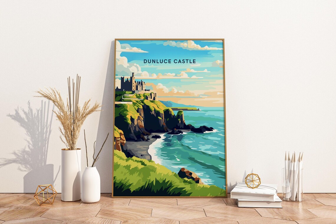 Dunluce Castle Northern Ireland Coastal Cliffs Travel Poster
