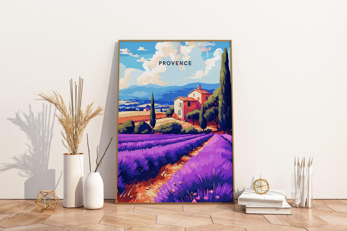 Provence France Lavender Fields Rustic Farmhouse Travel Poster
