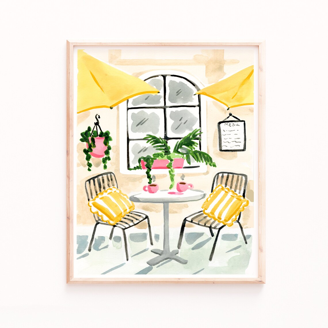 Buttercream Caf Print, Summer Coffee Shop Art