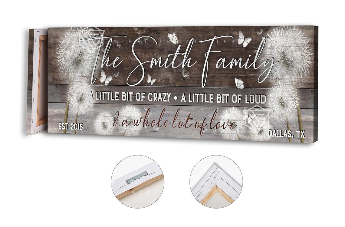 Personalized Family Name Little Bit Of Crazy A Little Bit Of Loud Established Date Dandelion Family Wall Art Custom Family Sign - Image 2