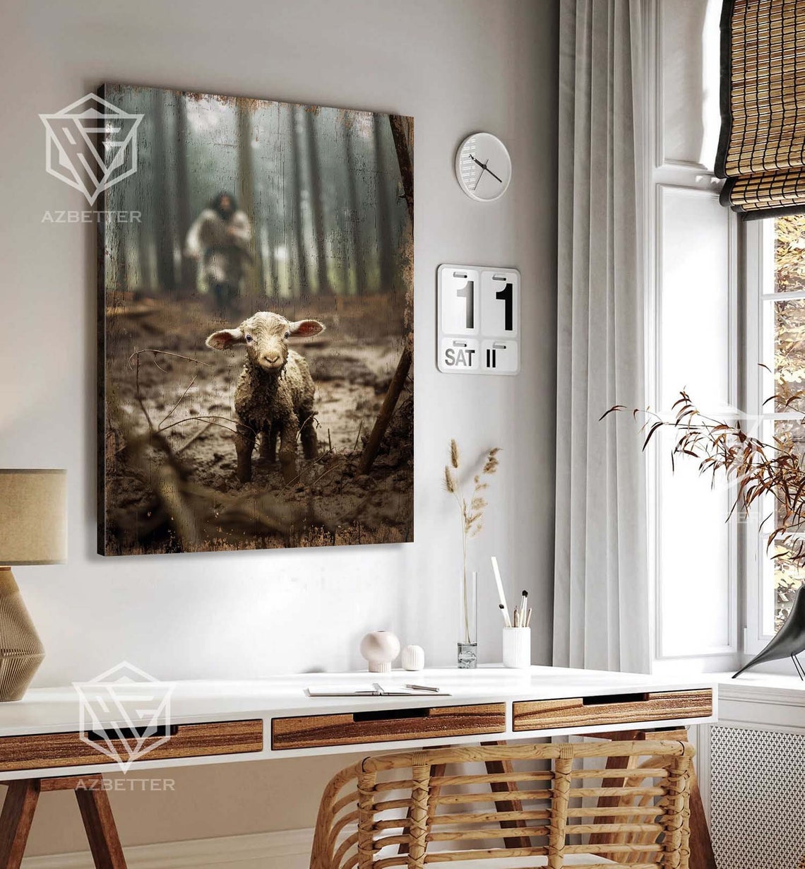 The Good Shepherd Runs After the Lost Lamb in the Forest Poster - Image 3