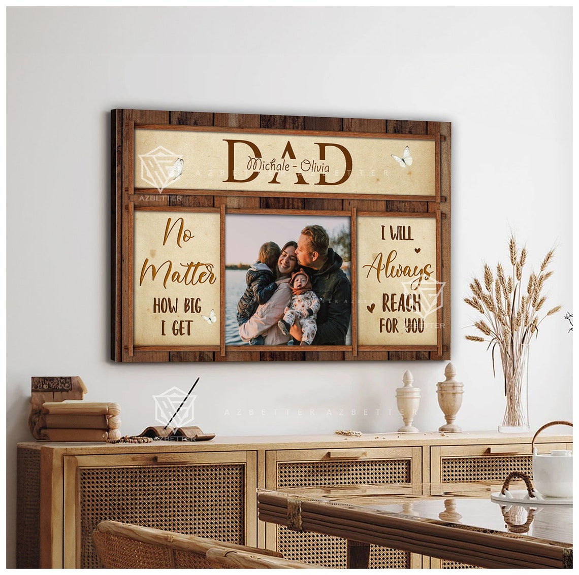 Personalized No Matter How Big I Get DAD Rustic Photo Frame Poster - Image 2