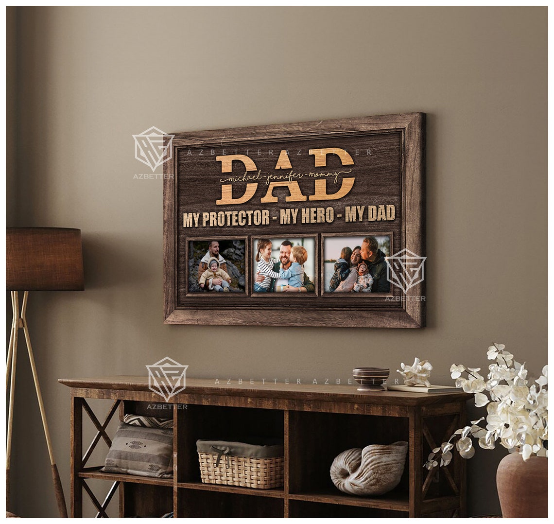 Dad My Protector My Hero Three Photo Framed Collage Keepsake Poster - Image 5