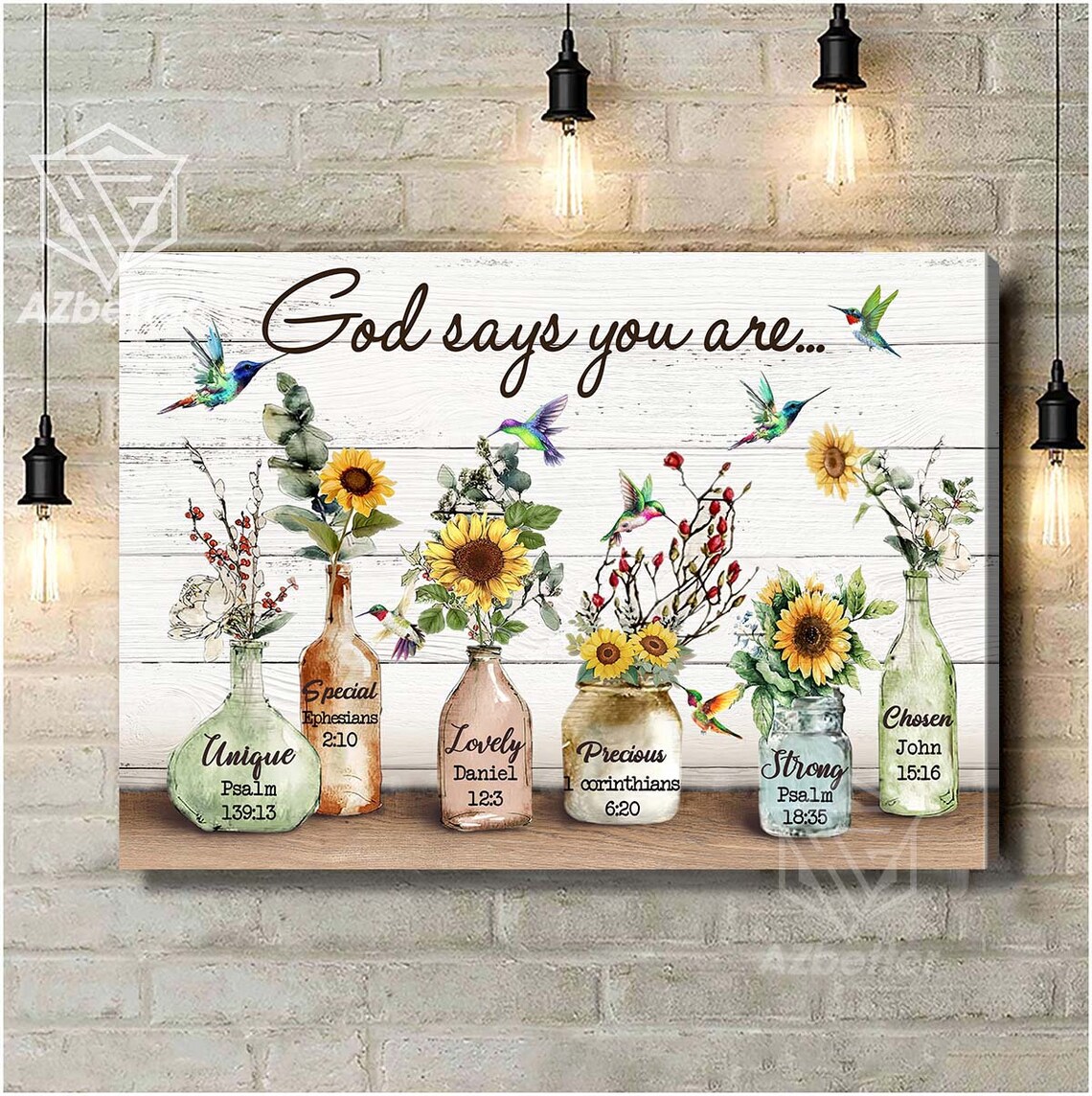 God Says You Are Mason Jars with Sunflowers Bible Verse Poster - Image 5