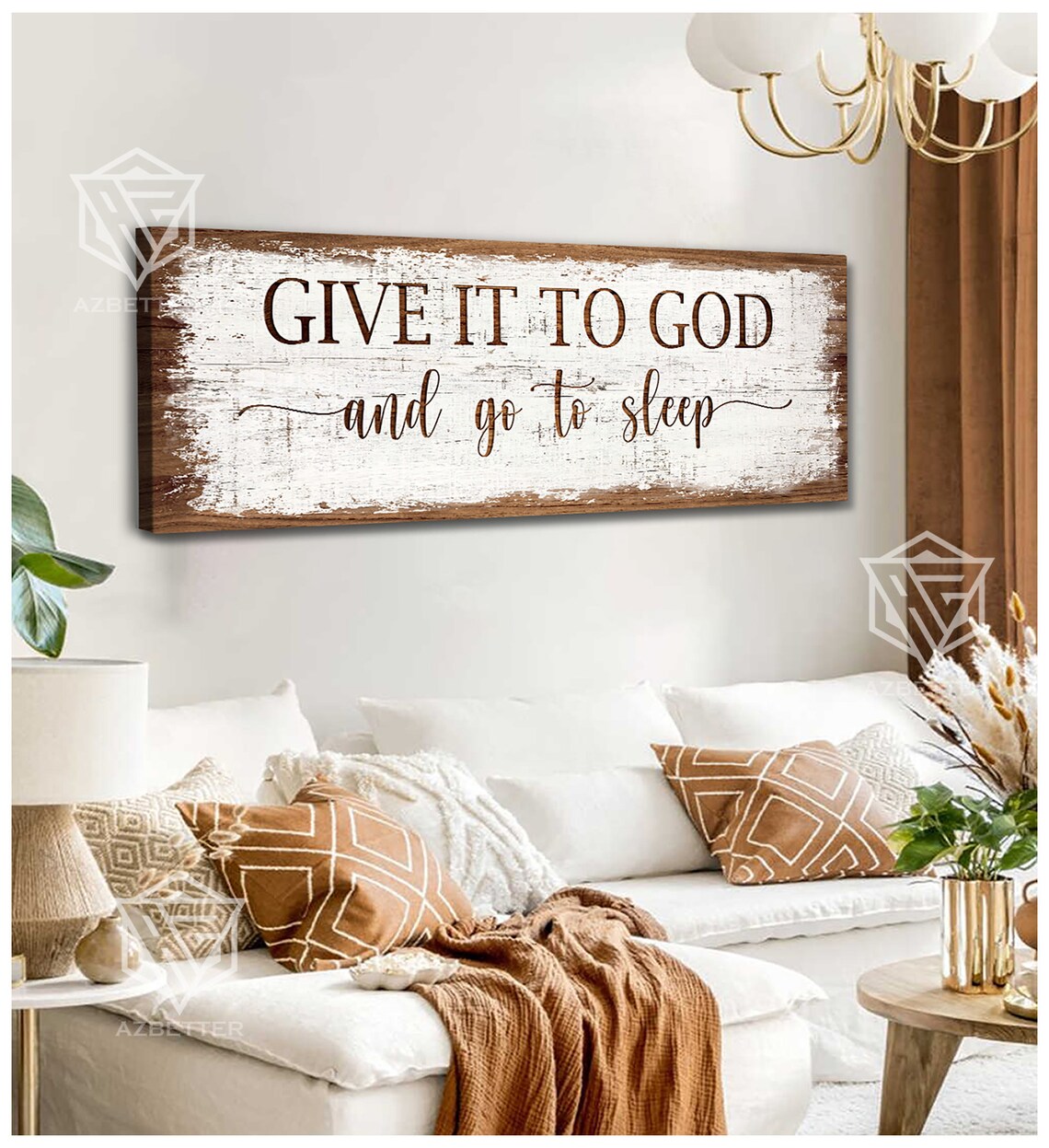 Give It To God And Go To Sleep Sign Farmhouse Country Home Decor Wall Art Vintage Homestead Print Master Bedroom Decor - Image 5