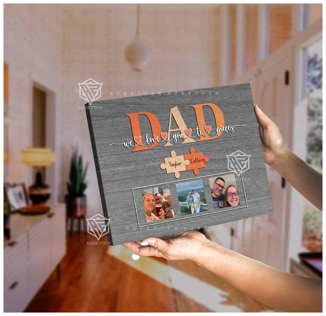 Personalized Dad We Love You To Pieces Family Photo Collage Poster - Image 2