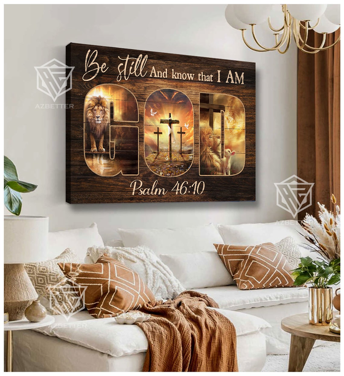 Be Still and Know That I Am God Lion Cross Psalm 46:10 Poster - Image 3