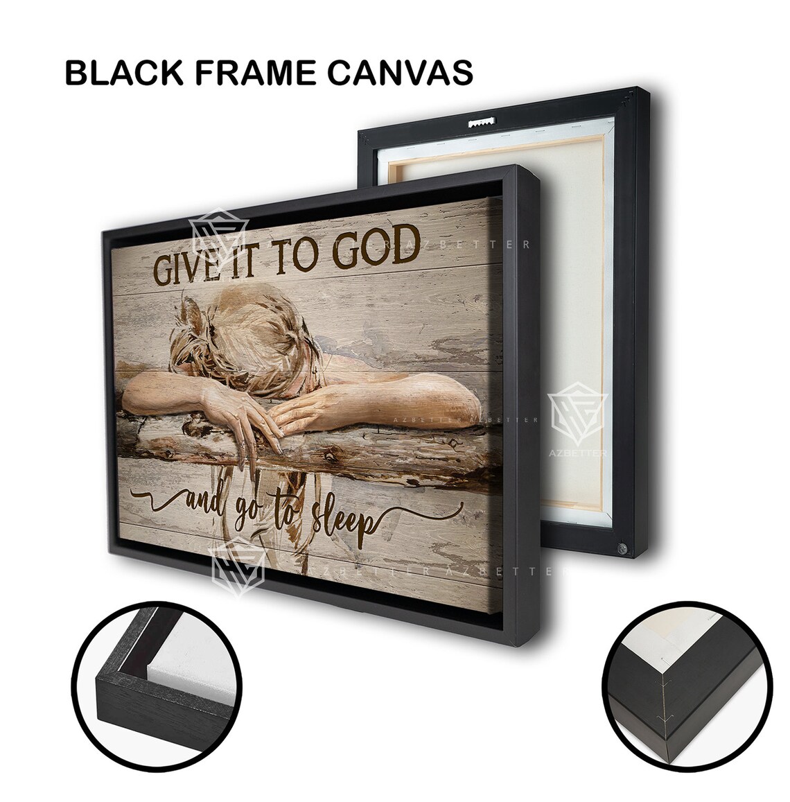 Give It To God And Go To Sleep Peaceful Night Quote Art Poster - Image 2
