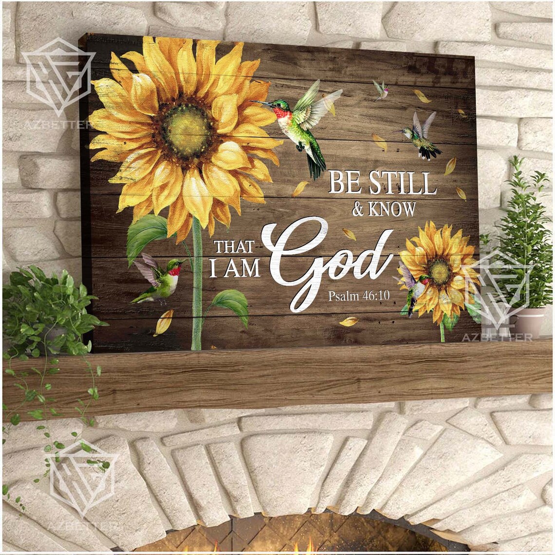 Sunflowers and Hummingbirds Be Still and Know I Am God Poster - Image 4