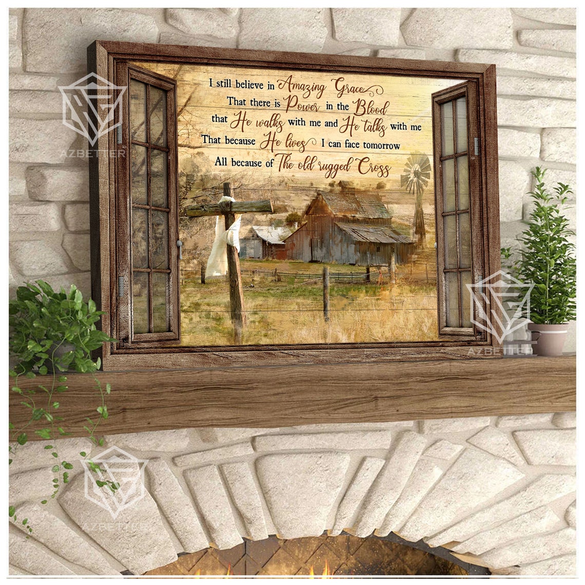 I Still Believe in Amazing Grace Barn Window Old Cross Poster - Image 5