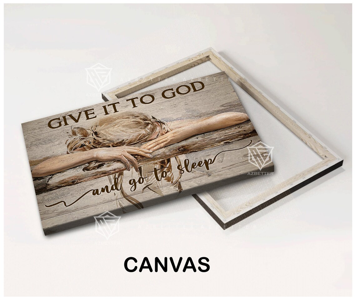 Give It To God And Go To Sleep Peaceful Night Quote Art Poster - Image 3