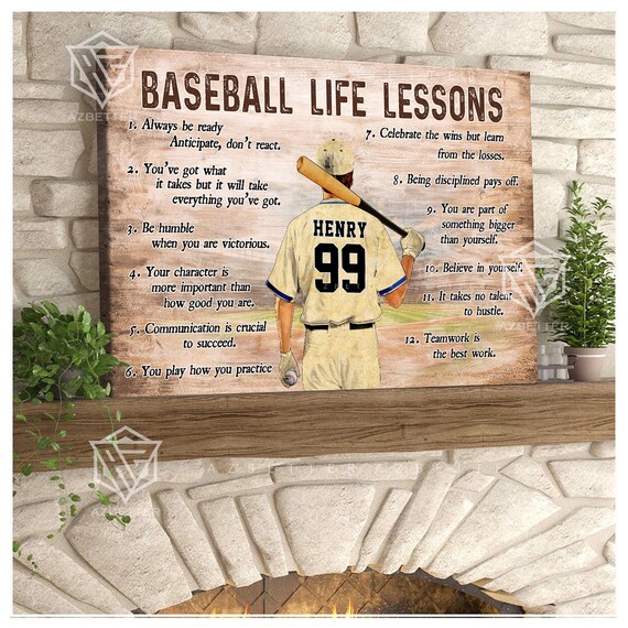 Baseball Life Lessons 12 Lessons Motivational Wall Decor Poster
