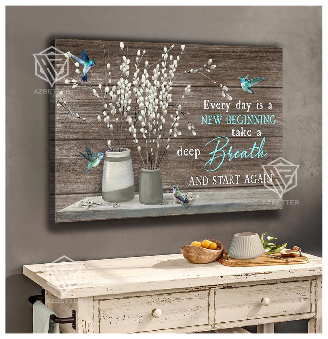 Farmhouse Hummingbird Christian Home Decor Art Print - Image 3