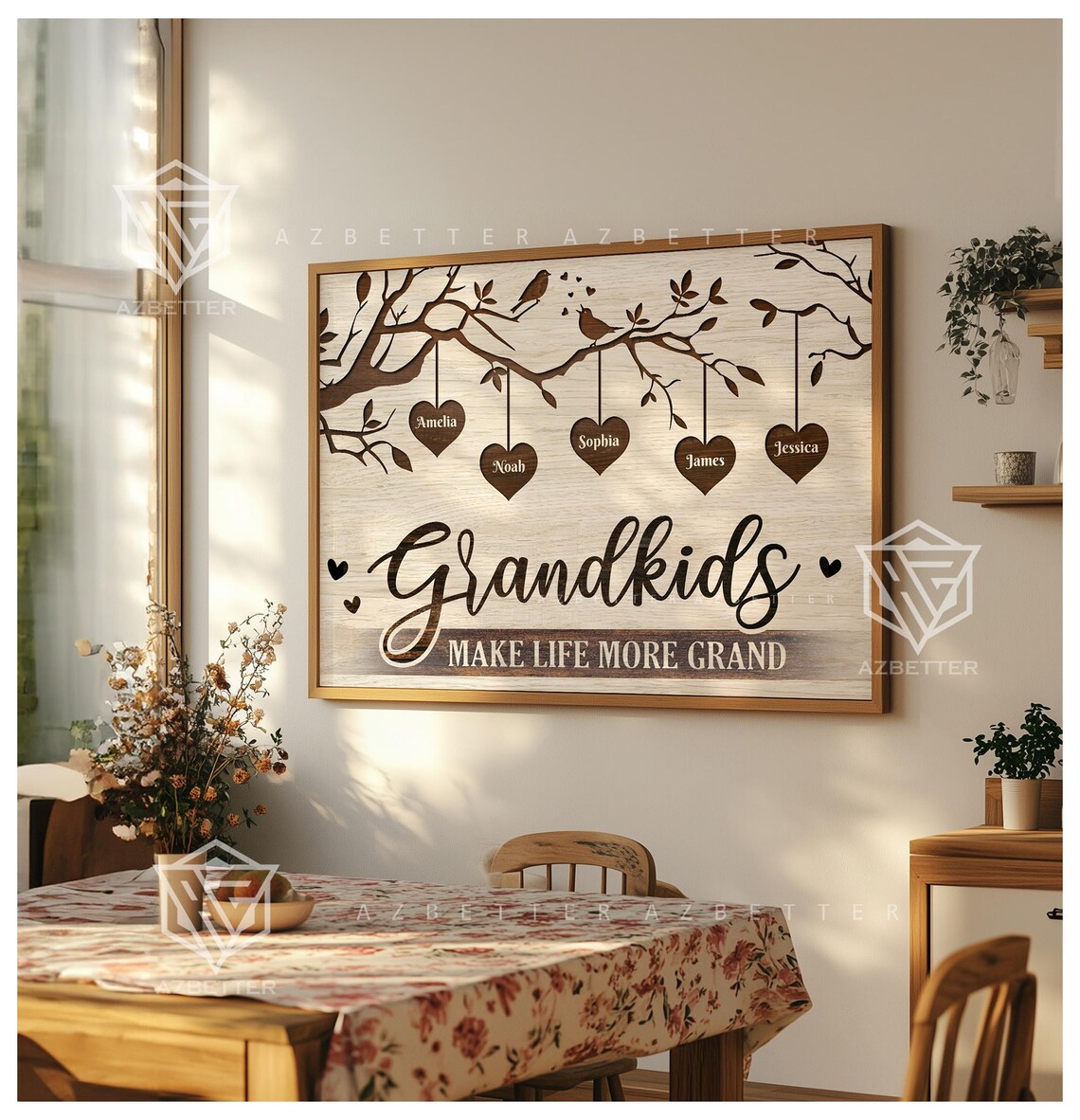 Grandkids Make Life More Grand Tree Branch Heart Names Poster